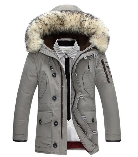 

fashion- brand clothing jackets thick keep warm men is down jacket fur collar hooded down jacket winter coat male, Black