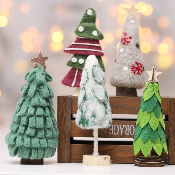 

2020 new small christmas tree ornament decorations xmas wooden and wool felt crafts new year's decor navidad for home xmas decor