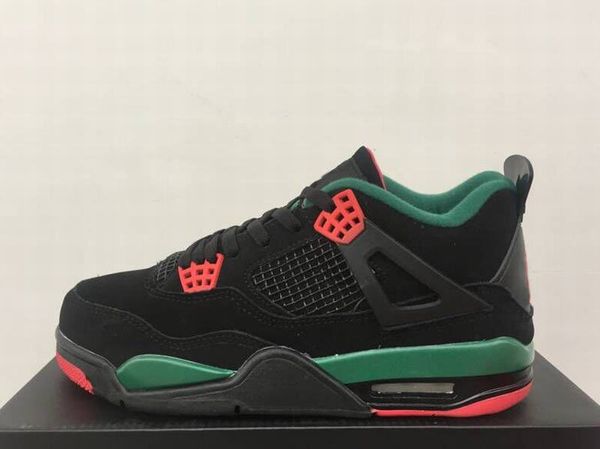 

with box)4 nrg black white pizzeria basketball shoes men red green white black sneaker