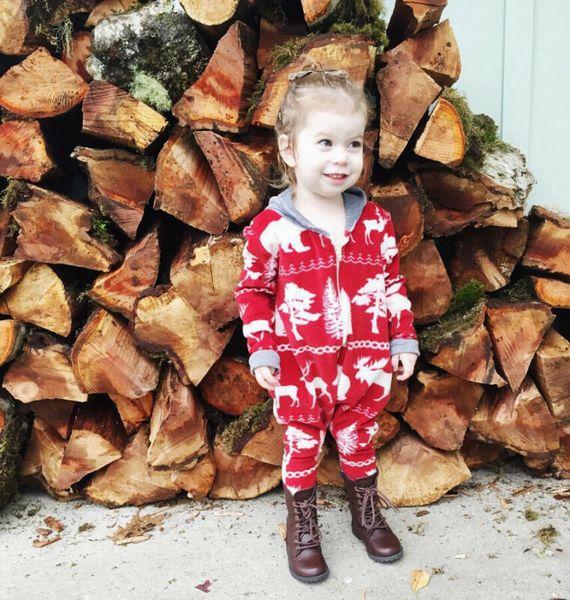 

newborn baby boy girls christmas clothes deer long sleeve zipped hooded romper playsuit autumn casual outfits 0-24m, Blue