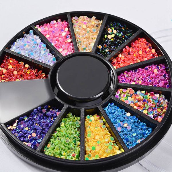 

12 grids super bright round ultrathin sequins colorful nail art glitter tips uv gel 3d nail decoration manicure diy accessorie, Silver;gold