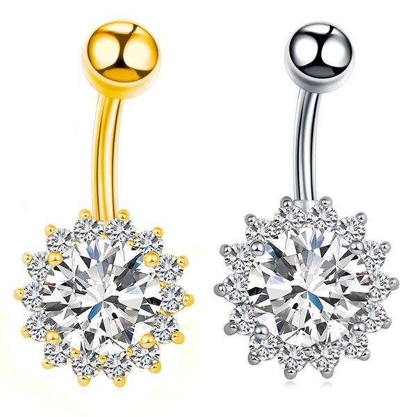 

1pc стали navel кольца пупка пирсинг формы цветка живота кольца сделать живот более сексуальный пирсинг пупка пирсинг украшения, Silver