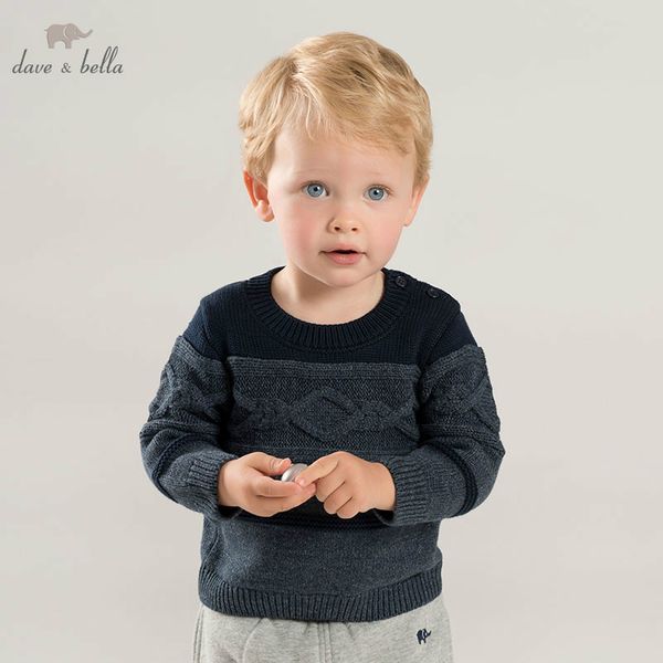 

db8667 dave bella autumn knitted sweater infant baby boys long sleeve pullover kids toddler children knitted sweater, Blue