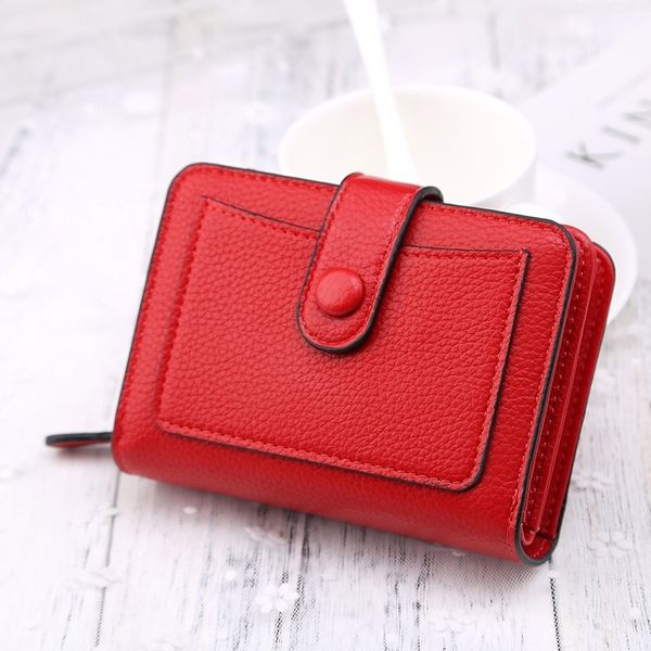 

women wallets 2019 new red black small mini coin purse hasp card holder lady wallet zipper female leather buckle-80