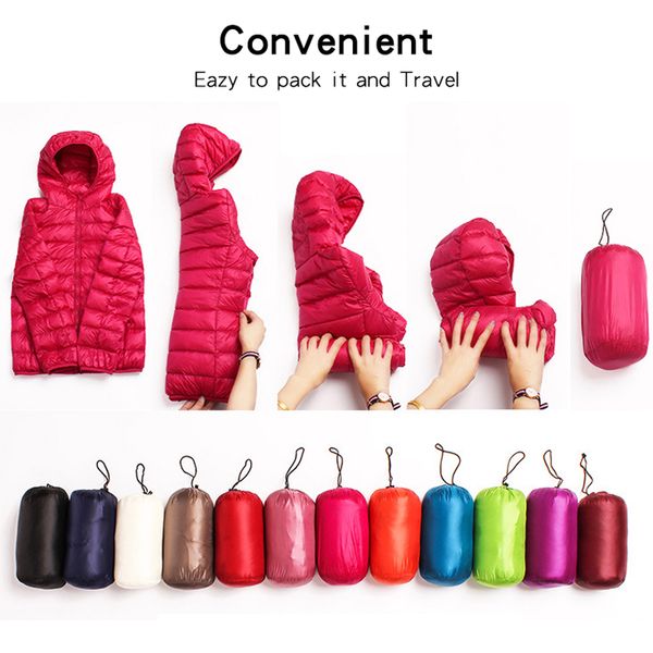 

bella philosophy winter down jacket women 90% duck down coat ultra light warm female portable plus size down jacket winter, Black