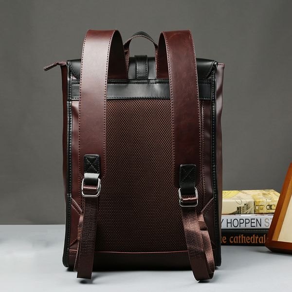

litthing vintage lapleather backpacks men pu travel leisure backpacks retro casual bag schoolbags teenager students