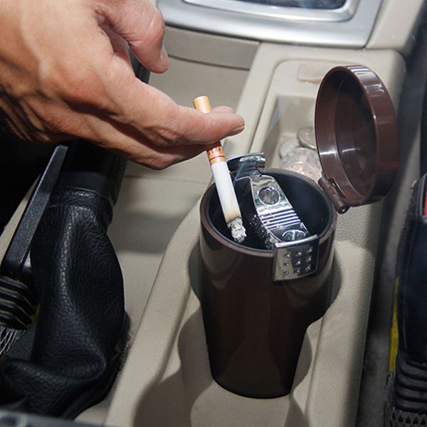 

portable car ashtray closed large capacity removable trash can sundries storage container car interior accessories