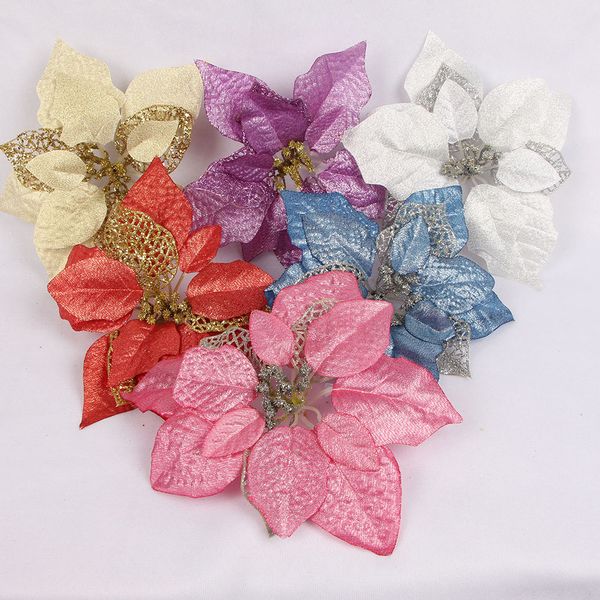 

20cm 5 color christmas decorations silk flowers christmas flowers decoration artificial poinsettia flower