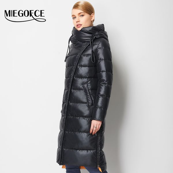 

fashionable coat jacket women's hooded warm parkas bio fluff parka coat hight quality female miegofce new winter collection hot, Black