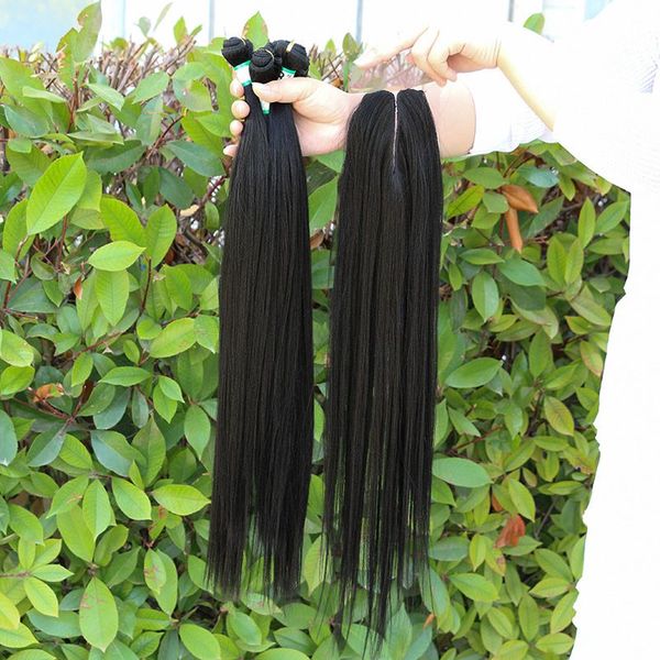 

straight hair curtain 100% real hair machine remy hair, Black