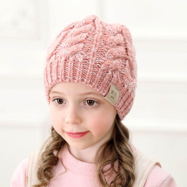 

kid warm winter hat soft stretch wool knitted beanies hats solid color girl ski cap fashion cute children hat customizable vt0901