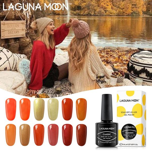 

lagunamoon 8ml orange color gel nail polish painting soak off semi permanent gel uv and led lamp enamel lacquer varnish gellak, Red;pink