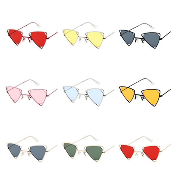 

fashion women & men personality triangle sunglasses hollow design sun glasses goggles anti-uv spectacles alloy frame eyeglasses a, White;black