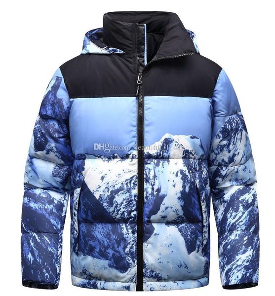 

2019 new snow mountain down jacket men's snow mountain hooded down jacket warm sports down jacket men and women, Black