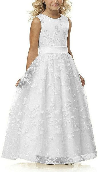 

selling white toddler 3d lace a line floor length flower girl dress 2019 birthday prom princess pageant gowns modern custom made, White;blue