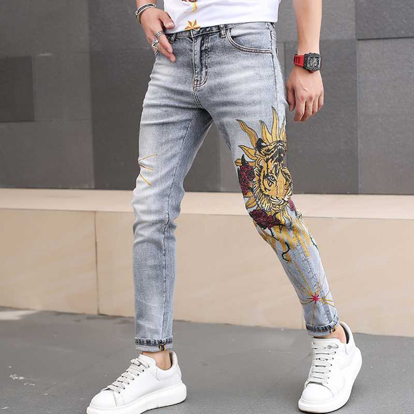 

wb6390 fashion men's pants 2020 runway european design party style men's clothing, Blue