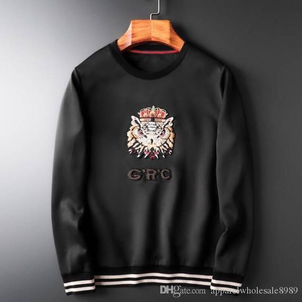 

men's hoodies & sweatshirts sweater men's sweater korean version round v neck new autumn winter 2019 long-sleeved base, Black