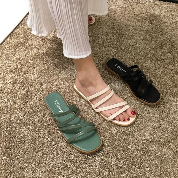 

eoeodoit women slippers sandals casual wide open toe soft leather slides flat heel holiday weekends shoes drags, Black