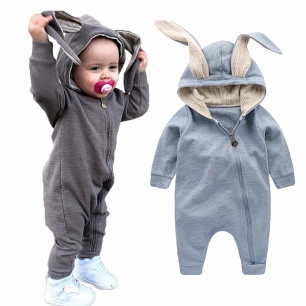 

newborn baby girls boys clothing romper cotton long sleeve jumpsuit playsuit bunny outfits one piecer 3d ear clothes, Blue