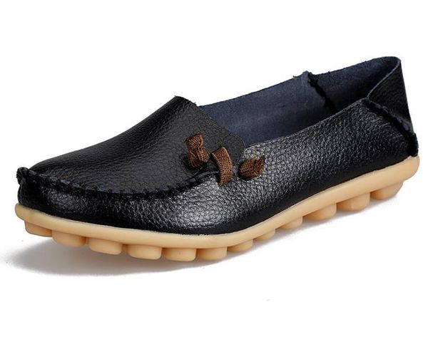 

women shoes leather fashion comfortable breathable flats women's casual shoes 1373, Black