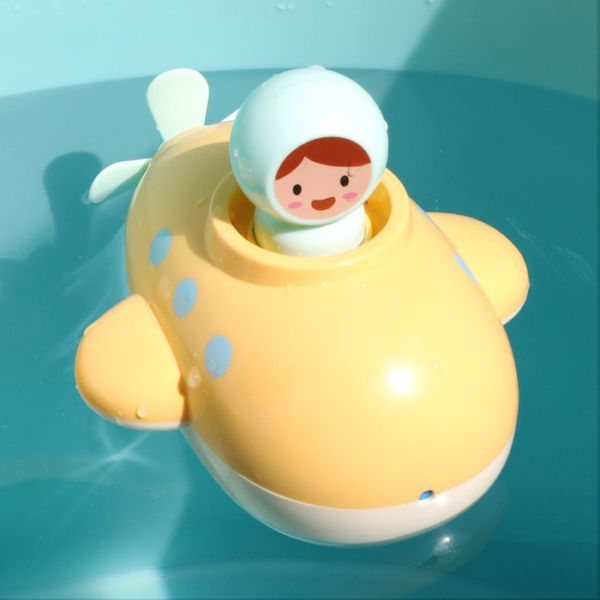 Submarino dos desenhos animados Wind-Up Toy, pode pulverizar água, Baby Bath Companion brincar na água Relógio Toy Trabalho, para Kid Natal presente de aniversário, 2-2