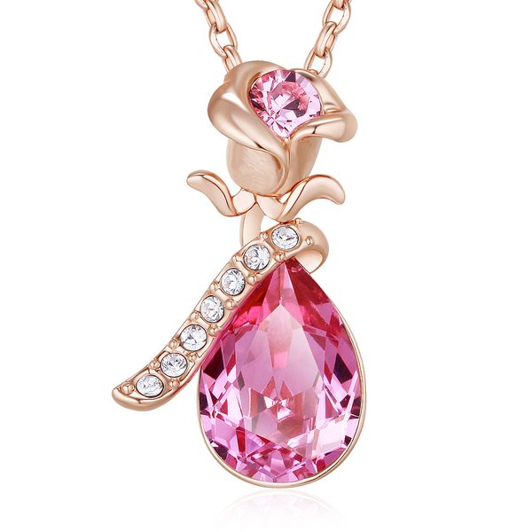 

fashion-e new rose crystal necklace uses swarova crystal pendant, Silver