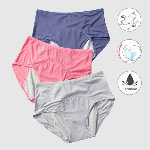 

women's panties menstrual women pants leak proof incontinence underwear period cotton briefs waterproof warm female, Black;pink
