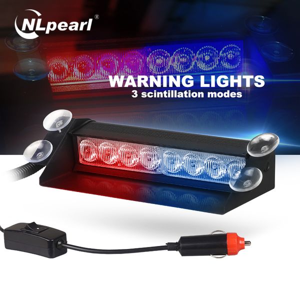 

nlpearl 1x car light assembly led strobe light car truck emergency warning red blue led lights 3 flashing modes 12v