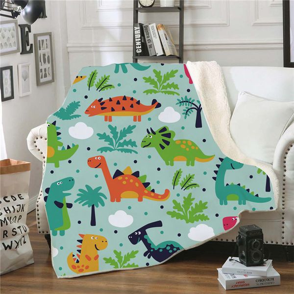 

dinosaur printed nap blanket soft comfortable velvet plush blanket for couch bed travel warm cover bedding outlet