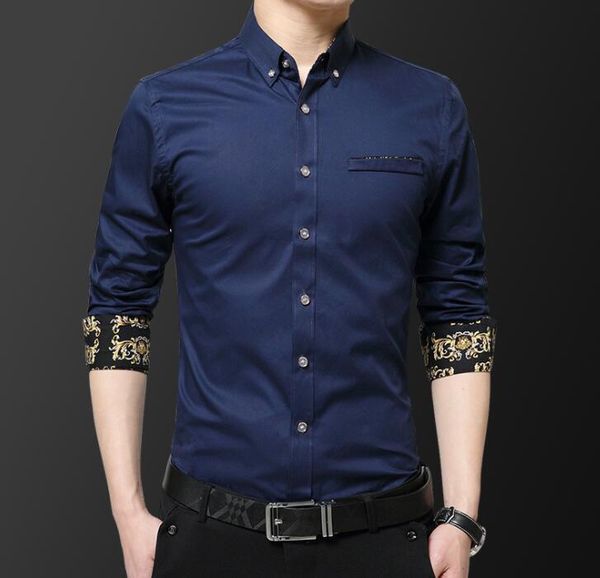 

мужские джентльмены с длинным рукавом мода бизнеса рубашка платья вышивки цветок осенью отворот шея конструкторы вскользь мужские рубашки, White;black