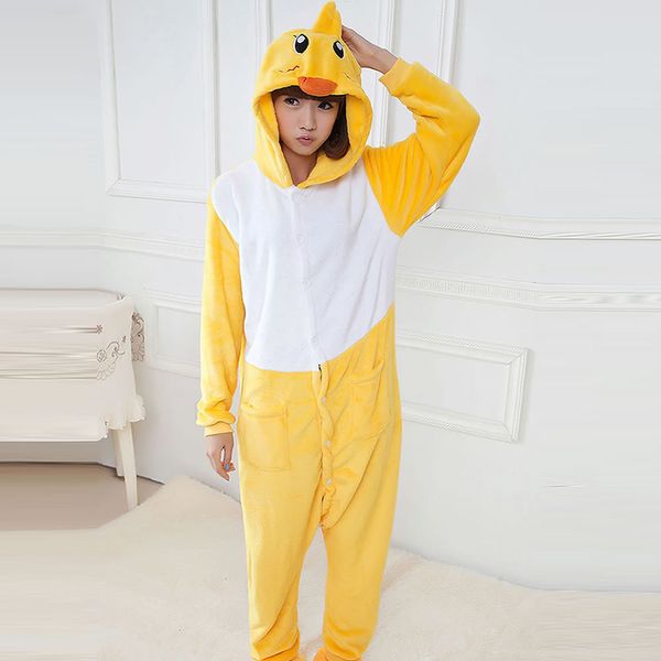 

women kigurumi yellow duck pajamas set flannel hoodies animal pajamas winter onesies nightie pyjamas sleepwear homewear, Blue;gray