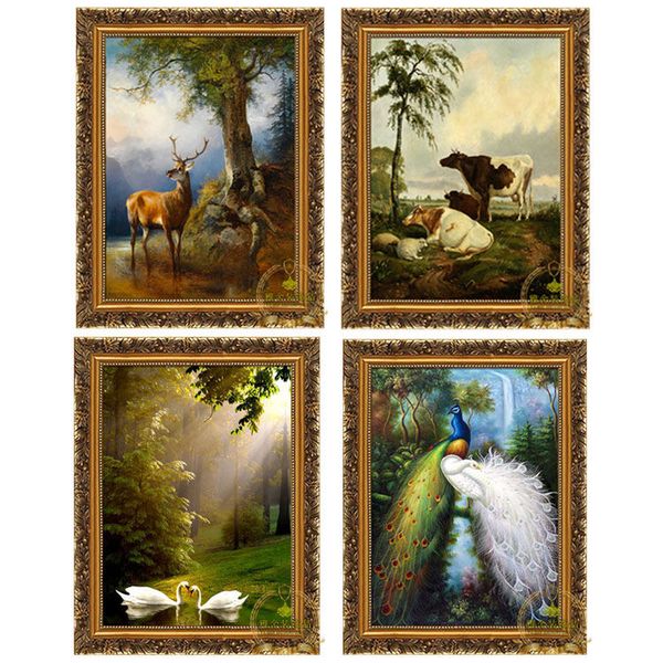 

в европейском стиле животные декоративного картины павлина овцы олени лебединое озеро вход картина ресторан гостиная mural пейзаж картина pr
