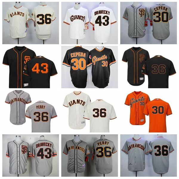 

men retire baseball 30 orlando cepeda jersey 36 gaylord perry 43 dave dravecky flexbase cool base pullover black white beige vintage 1989, Blue;black
