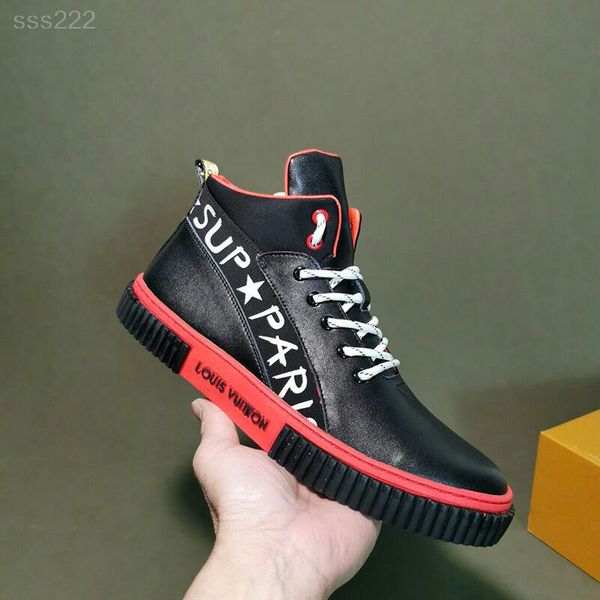 

europe and america 2020 fashion luxury classic men lace-up casual shoes for mens sneakers genuine leather running shoe platform, Black