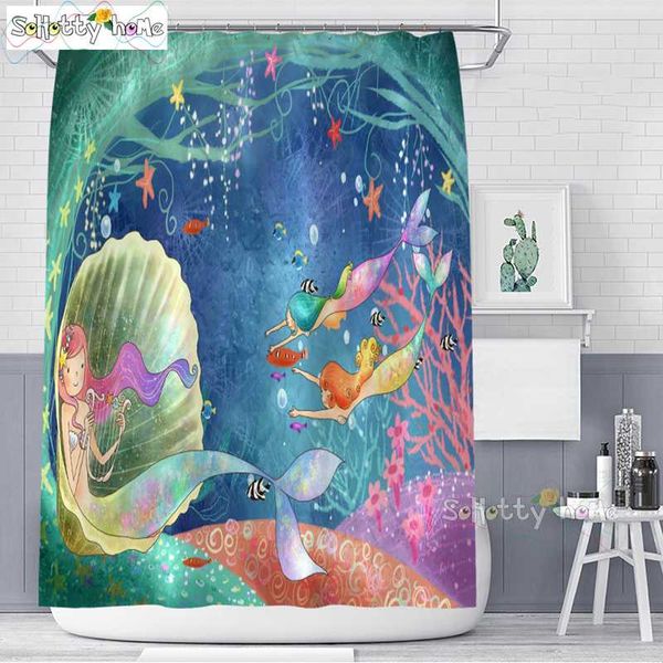 

anime mermaid underwater world decorative shower curtain landscape bathroom curtain