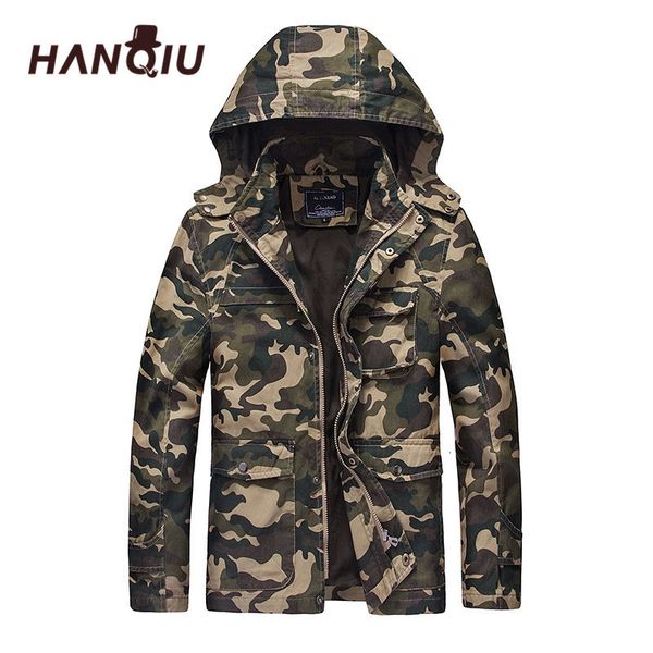 

hanqiu herfst камуфляж militaire jas mannen с капюшоном slim fit katoen mannen camo leger режим jas homme jaqueta мужчина для, Black;brown