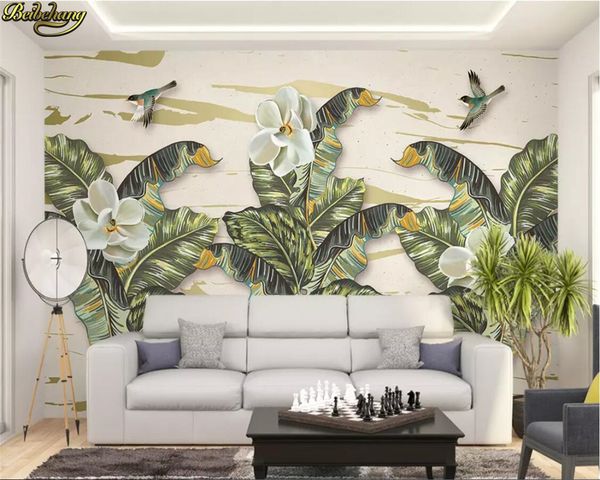 beibehang personalizado foto parede folha mural americano arte retro banana hand-parede pintada fundo da floresta tropical