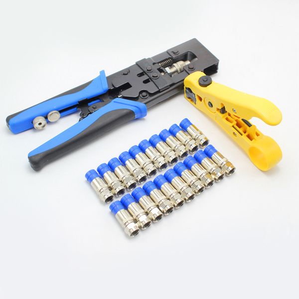 Dayanıklı Coax Sıkıştırma Crimper Aracı BNC / RCA / F Kıvrım Bağlayıcı RG59 / 58/6 Kablo Tel Kesici Ayarlanabilir Sıkma plié Freeshipping