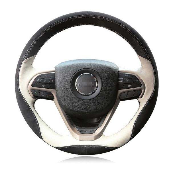 

Для Jeep Grand Cherokee DIY Кожаный чехол для рулевого колеса с ручной вышивкой