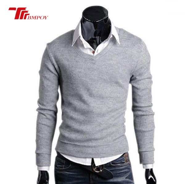 

кашемир смешать твердые пуловеры весна / осень мужская новый clave камиза свитер тонкий мужчины v шеи рубашки, White;black