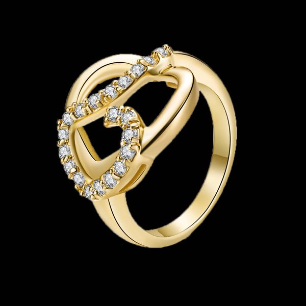 

2018 new fashion gold color heart shaped wedding ring for woman dropshipping austrian crystals engagement finger bands wholesale, Slivery;golden