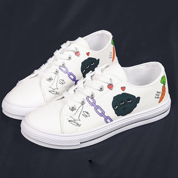 

print canvas walking shoes in women's comefortable rubber shoes platform casual lace-up canvas linen ju15 1