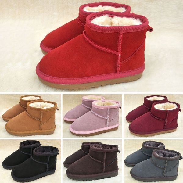 

snow boots winter children cotton shoes comfortable warm ankle boots cow muscle baby shoes kids boots black brown rose