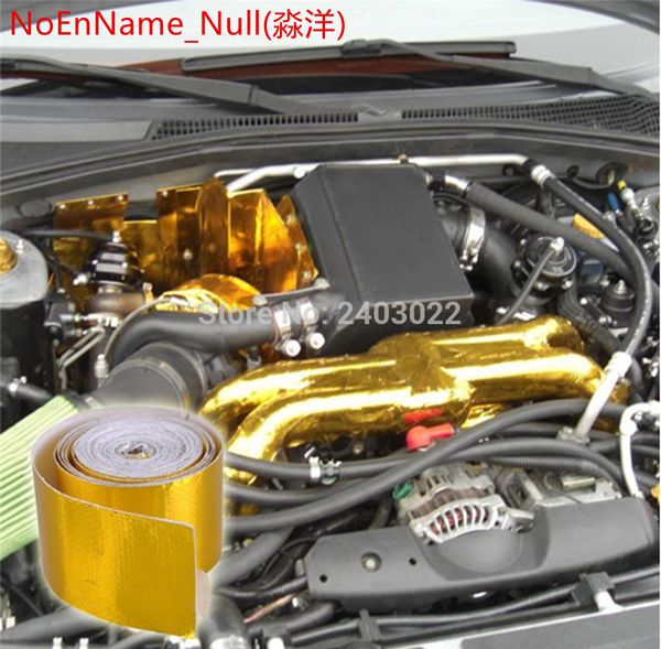 

racing self adhesive reflect a gold heat wrap barrier for car .truck ,motorcycle fiberglass heat shield tape roll 5 meters