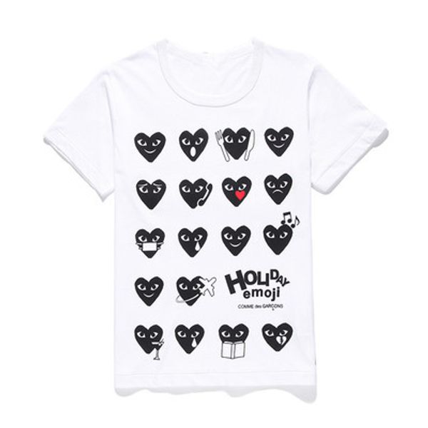 

lover holiday heart emoji play summer tee mens womens com des play garcons cdg heart couples tee short sleeve t-shirts, Black;blue