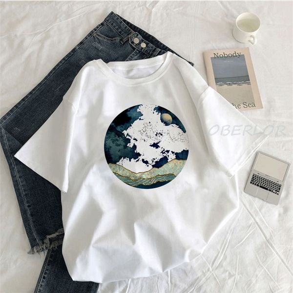 

new arrival tshirt summer women art design oil painting t-shirts novelty tees aesthetic clothes 2020, White