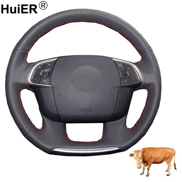 

hand sewing car steering wheel cover volant layer cow leather funda volante for c4 c4l 2011 2012 2013 2014 2015 ds4