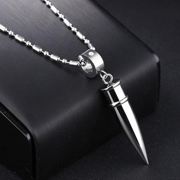 

fashion pendant necklace for men titanium steel chain crystal cz punk statement jewelry gift black silver gold color 55cm