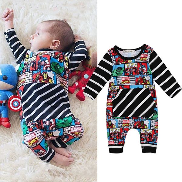 

baby girls boys clothes long sleeve romper cartoon print jumpsuit cotton summer toddler infant one piece outfits 0-2y, Blue