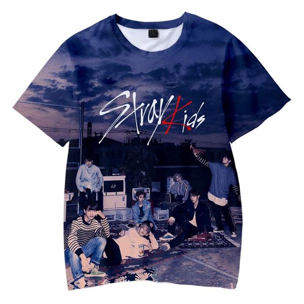 

new 3d print stray kids summer t-shirt kids cool fashion harajuku style hip hop casual boys short sleeve tees shirt, White;black